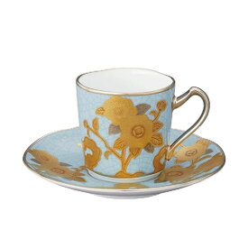 【ふるさと納税】オマージュ コレクションデミタス碗皿（淡青絵薔薇文） 058-H1245