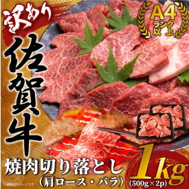 【ふるさと納税】【 佐賀牛 】 訳あり！ 艶さし！ 焼肉 切り落とし 1kg（500g×2P） 159-J1037 【 牛肉 ブランド牛 黒毛和牛 小分け ふるさと納税 佐賀牛 切り落とし 国産 国産牛 ふるさと納税 訳あり 焼肉 肉 】
