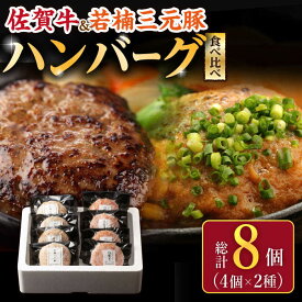 【ふるさと納税】佐賀牛 若楠三元豚 ハンバーグ 食べ比べセット 計8個 /ナチュラルフーズ [UBH051]