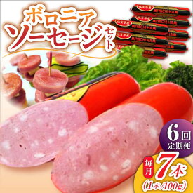 【ふるさと納税】【6回定期便】宮地ハムのロングセラー ボロニアソーセージ 100g×7本 /宮地ハム[UBM012] ソーセージ 豚肉 豚 お肉 肉 定期便