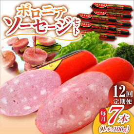 【ふるさと納税】【12回定期便】宮地ハムのロングセラー ボロニアソーセージ 100g×7本 /宮地ハム[UBM013] ソーセージ 豚肉 豚 お肉 肉 定期便