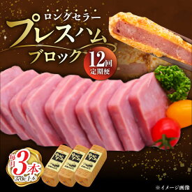 【ふるさと納税】【12回定期便】プレスハム ブロック 370g×3本 /宮地ハム[UBM023] ハム 豚肉 豚 お肉 肉 セット 定期便