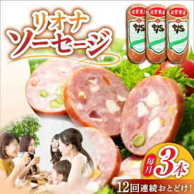 【ふるさと納税】【12回定期便】リオナソーセージ 200g×3本 /宮地ハム[UBM032] ソーセージ 豚肉 豚 お肉 肉 定期便