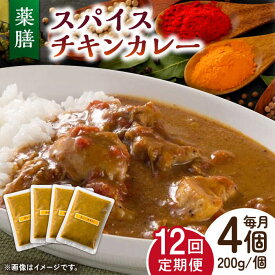 【ふるさと納税】【12回定期便】薬膳スパイスチキンカレー 4食（200g×4） /自然庵 [UCQ006]