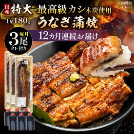 【ふるさと納税】【12回定期便】 国産 うなぎ 本格炭火焼 蒲焼 特大 3尾 計540g（180g×3尾）/すみまる [UDH016] ウナギ 鰻 蒲焼き 国産 定期便