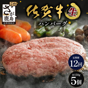 【ふるさと納税】【選べる3回・6回・12回定期便】佐賀牛ハンバーグ【生】150g×5個