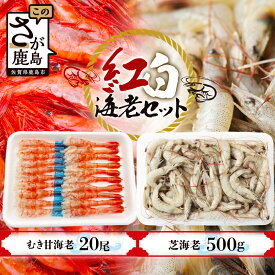 【ふるさと納税】＼贅沢食べ比べ！／紅白海老セット｜芝海老500g & むき甘海老（尾付き）20尾｜国産 冷凍 刺身OK 甘えび 芝えび 海老セット 九州産 送料無料 佐賀県鹿島市 A-143