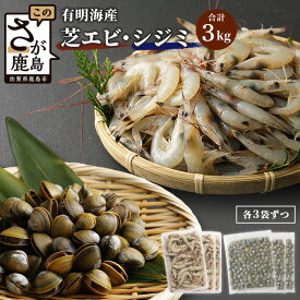 【ふるさと納税】【緊急支援品】冷凍 芝エビ (1.5kg) シジミ (1.5kg) セット 合計3kg 真エビ 急速冷凍 活き締め 芝海老 えび 海老 しじみ 砂抜き済 魚貝類 海鮮 貝 佐賀県 鹿島市 国産 詰め合わせ 送料無料 B-392