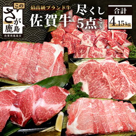 【ふるさと納税】佐賀牛尽くし 5点 セット 総計4.15kg 和牛 佐賀 牛肉 牛 肉 ヒレステーキ サーロイン すきやき しゃぶしゃぶ サイコロステーキ 佐賀産 佐賀県 鹿島市 冷凍 送料無料 V-9