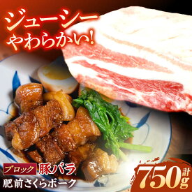 【ふるさと納税】肥前さくらポーク バラ肉 ブロック 約750g【一ノ瀬畜産】[NAC505]