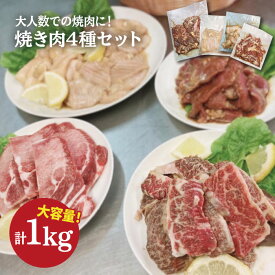 【ふるさと納税】【大容量・味付き】お肉の味にとことんこだわった！！焼き肉4種セット計1kg（和牛ハラミ 400g / 豚ハラミ・丸腸・シマ腸 各200g）吉野ヶ里町/三田川ホルモン専門店[FAC011]