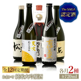 【ふるさと納税】THE SAGA認定酒≪おまかせ12回定期便≫純米大吟醸酒720ml×2本【ブイマート・幸ちゃん】 [FAL043]