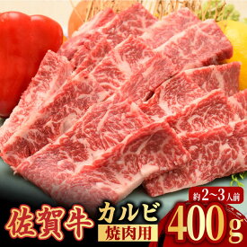 【ふるさと納税】【国内トップクラスの黒毛和牛】A4 A5 佐賀牛 焼肉用 カルビ 400g 約2～3人前 吉野ヶ里町/ミートフーズ華松 [FAY047]