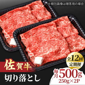 【ふるさと納税】【全12回定期便】すき焼き しゃぶしゃぶに！佐賀牛 赤身とバラ肉の切り落とし 500g（250g×2P） 吉野ヶ里町/NICK’S MEAT[FCY016]