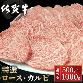 【ふるさと納税】佐賀牛 特選ロース・カルビ【内容量が選べる 500g 1000g 佐賀牛 ロース肉 カルビ 霜降り肉 サシ 焼肉 美味しい 絶品 A4 A5 ブランド牛】K030P020