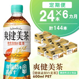 【ふるさと納税】【6カ月定期便】爽健美茶 健康素材の麦茶 600mlPET×24本(合計6ケース)【機能性表示食品】【コカコーラ ローズヒップ 定期便 脂肪 健康的 おいしい 飲みやすい ポリフェノール 機能性表示食品】 E7-R047338