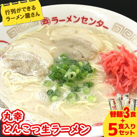 【ふるさと納税】丸幸ラーメン(とんこつ生) 5食＋替麺3食のセット【ラーメン 生ラーメン とんこつ 豚骨スープ 九州とんこつ 替麺 替え玉 おかわり あっさり 行列】 A2-R015002