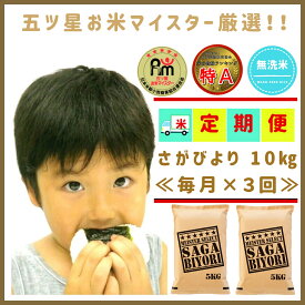 【ふるさと納税】【3回定期便】無洗米さがびより5kg×2【五つ星お米マイスター厳選！】（CID53）