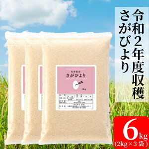 【ふるさと納税】【増量】令和2年産米さがびより6キロ(2kg×3)(BG116)