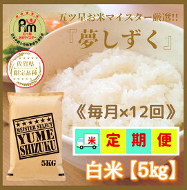 【ふるさと納税】 【12回定期便】『夢しずく』白米5kg 佐賀のブランド米！【五つ星お米マイスター厳選！】（CI480）