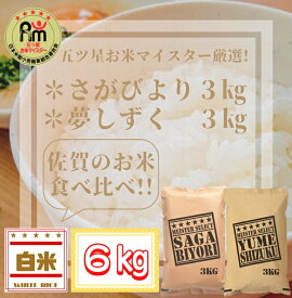 【ふるさと納税】五つ星お米マイスター厳選！白米食べ比べ！！さがびより3kg・夢しずく3kg（CI328）