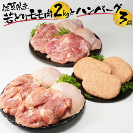 【ふるさと納税】丸福　若どりモモ肉約2kgとハンバーグ3個