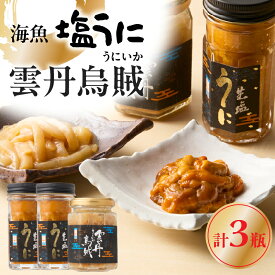 【ふるさと納税】海魚 塩うに 55g×2瓶 雲丹烏賊 55g×1瓶 セット ／ 日本三大珍味 珍味 うに 雲丹 塩ウニ 酒の肴 おつまみ つまみ ウニ丼 ご飯のお供 海鮮 魚介 海の幸 玄界灘 国産 佐賀県 玄海町 冷凍