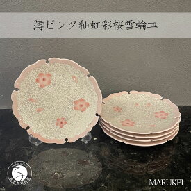 【ふるさと納税】有田焼 薄ピンク釉 虹彩桜 雪輪皿 5枚セット【丸兄商社】食器 器 うつわ 陶磁器 5枚 セット 皿 中皿 取皿 雪輪皿 ケーキ皿 桜 ピンク 華やか お祝い お正月 ハレの日 A95-54