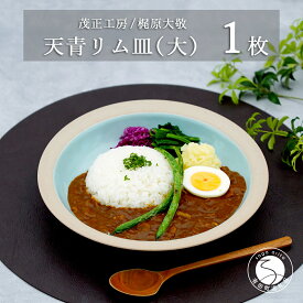 【ふるさと納税】有田焼 天青リム皿 大 23.5cm【梶原大敬 茂正工房】器 うつわ 食器 皿 パスタ皿 カレー皿 ワンプレート 青磁 天青 青 ブルー 作家 手仕事 ろくろ シンプル 電子レンジ対応 30000円 3万円 A30-562