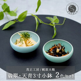 【ふるさと納税】有田焼 翡翠天青3寸小鉢 2色セット【梶原大敬 茂正工房】器 うつわ 食器 皿 小ぶり 小鉢 ボウル 2個 セット ペア 青磁 青 翡翠 天青 夏 シンプル 作家 ろくろ 電子レンジ対応 A24-164