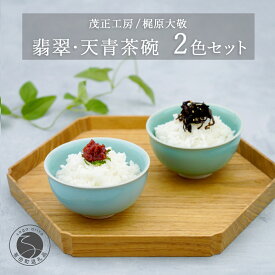 【ふるさと納税】有田焼 翡翠天青茶碗 2色セット【梶原大敬 茂正工房】器 うつわ 食器 和食器 ちゃわん ご飯 ごはん お茶碗 ペア セット 2個 食器セット 青磁 翡翠 天青 ブルー グリーン 作家 手仕事 ろくろ シンプル 電子レンジ対応 A35-309