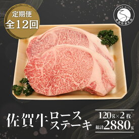【ふるさと納税】【12回定期便 総計2880g】佐賀牛 ロースステーキ 120g×2枚 N220-2
