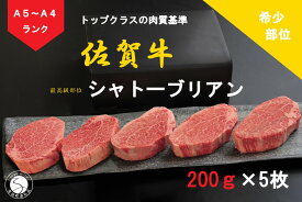【ふるさと納税】佐賀牛 シャトーブリアン（200g×5枚）【陶窯みかわや】最高級 希少部位 A5 A4 黒毛和牛 厳選 ブランド牛 ステーキ 1kg 霜降り お肉の女王 240000円 24万円 N240-4