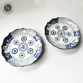 【ふるさと納税】有田焼 染付暦 祥瑞手 (しょんずいて) ペア和皿【有田焼 花伝作】食器 器 うつわ 陶磁器 皿 和皿 小皿 取皿 菓子皿 セット 2枚 祥瑞手 手描き 電子レンジ対応 A50-298