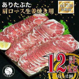 N120-6【ふるさと納税】【12回定期便 総計6kg】ありたぶた 肩ロース 生姜焼き用 約1kg (200g×5パック) 12回 定期便 小分け 真空パック 豚肉