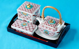 【ふるさと納税】有田焼 錦地紋万歴調味料セット【神田陶器店】調味料 セット 楊枝入れ 爪楊枝 つまようじ お盆 醤油差し 醤油 ギフト bp011