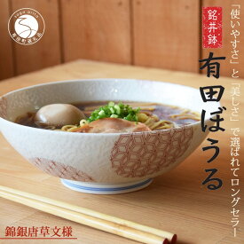 【ふるさと納税】【ロングセラー有田焼】錦銀唐草 Aritabowl どんぶり 電子レンジ対応 パスタ・カレー・麺類に最適 A15-168
