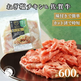 【ふるさと納税】牛肉＆鶏肉 佐賀の地元産お肉を2種楽しめる 佐賀牛小間切れ ありたどり塩ネギ セット 各300g 計600g 肉 佐賀牛 牛肉 おすすめ N13-3