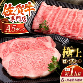 【ふるさと納税】【全6回定期便】佐賀牛 A5 ロース定期 1kg ( ステーキ 250g 2枚 スライス 500g ) 【肉の三栄】 [HAA049]