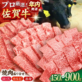 【ふるさと納税】【12/15入金まで年内発送】【選べる容量】 佐賀牛 プレミアム 焼肉 盛り合わせ ( ロース ・ カルビ ・ 赤身 ） 450g or 900g 【田中畜産牛肉店】[HBH024] / 焼肉 黒毛和牛 肉 牛肉 セット 詰め合わせ BBQ 国産 佐賀県 江北町