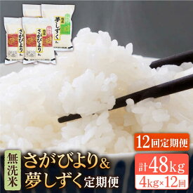 【ふるさと納税】【全12回定期便】令和5年産 新米＜2種食べ比べお楽しみセット＞さがびより・夢しずく 無洗米 4kg ( 2kg×2 )【大塚米穀店】 [HBL036]