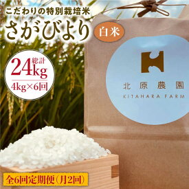 【ふるさと納税】【月2回発送】【全6回定期便】令和5年産 こだわりの白米 さがびより 4kg【北原農園】 [HCA014]