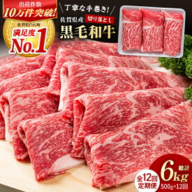 【ふるさと納税】【圧倒的リピート率！】【12回定期便】佐賀県産 黒毛和牛 贅沢 切り落とし 500g【株式会社いろは精肉店】佐賀産和牛 肉 牛肉 切落し 和牛 ブランド牛 定期便 スライス すき焼き しゃぶしゃぶ 霜降り 高評価 [IAG064]