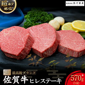 【ふるさと納税】ZE4 佐賀牛 ヒレステーキ 合計570g (3枚) 超希少部位 ヒレ肉 ヒレ ステーキ 国産牛 和牛 ブランド牛 牛肉 肉 高級 人気 おすすめ 佐賀県 太良町