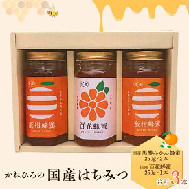 【ふるさと納税】かねひろの国産はちみつ（黒酢みかん蜜、百花蜜）（3本） はちみつ 蜂蜜 ハチミツ みかん 国産 黒酢 佐賀県 太良町 P-42