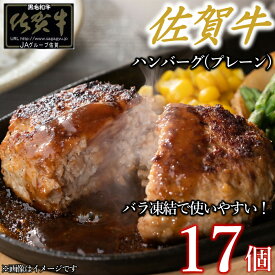 【ふるさと納税】 佐賀牛ハンバーグプレーン 17個 佐賀牛100％ 国産牛 和牛 佐賀牛 ブランド牛 牛肉 肉 高級 ハンバーグ おかず 夕飯 人気 おすすめ 簡単調理 レンジ調理 冷凍 佐賀県 太良町 NB50