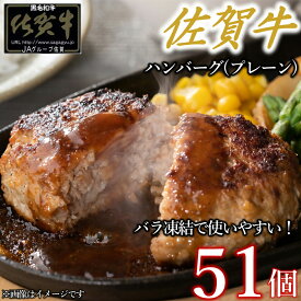 【ふるさと納税】佐賀牛ハンバーグプレーン 51個 佐賀牛100％ 国産牛 和牛 佐賀牛 ブランド牛 牛肉 肉 高級 ハンバーグ おかず 夕飯 人気 おすすめ 簡単調理 レンジ調理 冷凍 佐賀県 太良町 PE5