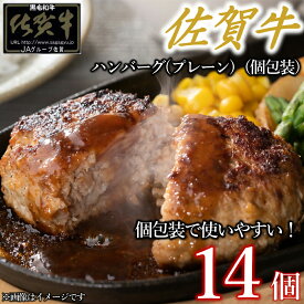 【ふるさと納税】佐賀牛ハンバーグプレーン真空個包装 14個 佐賀牛100％ 国産牛 和牛 佐賀牛 ブランド牛 牛肉 肉 高級 ハンバーグ おかず 夕飯 人気 おすすめ 簡単調理 レンジ調理 冷凍 真空パック 個包装 佐賀県 太良町 NB51