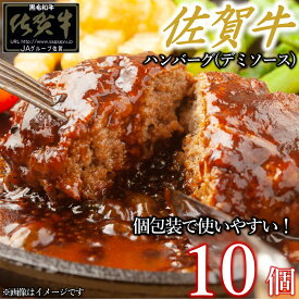 【ふるさと納税】佐賀牛デミハンバーグ真空個包装 10個 佐賀牛100％ 国産牛 和牛 佐賀牛 ブランド牛 牛肉 肉 高級 ハンバーグ デミソース おかず 夕飯 人気 おすすめ 簡単調理 レンジ調理 冷凍 真空パック 個包装 佐賀県 太良町 NB52