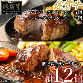 【ふるさと納税】佐賀牛ハンバーグ　デミ・プレーン 12個 佐賀牛 国産牛 和牛 佐賀牛 ブランド牛 牛肉 肉 高級 ハンバーグ デミソース おかず 夕飯 人気 おすすめ 簡単調理 レンジ調理 冷凍 個包装 佐賀県 太良町 NB53
